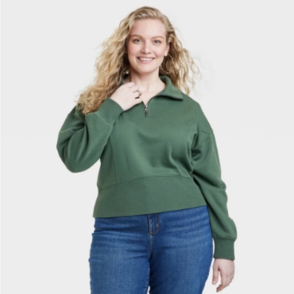 Universal Thread Sweaters - NWT Women's Quarter Zip Sweatshirt, Green  - Universal Thread 3X Plus Size